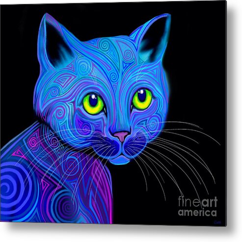 Cat Art Metal Print featuring the digital art Tribal Rainbow Cat by Nick Gustafson