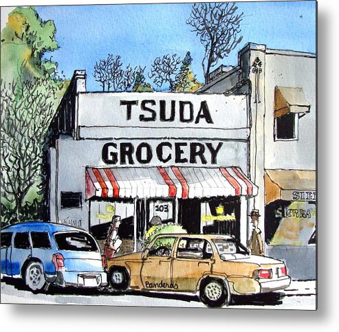 California Metal Print featuring the painting Tsuda Grocery by Terry Banderas