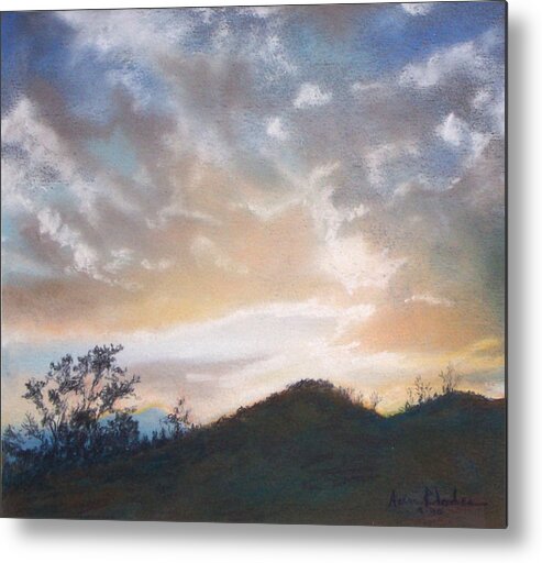 Sunset Metal Print featuring the painting White Sunset by Anne Rhodes