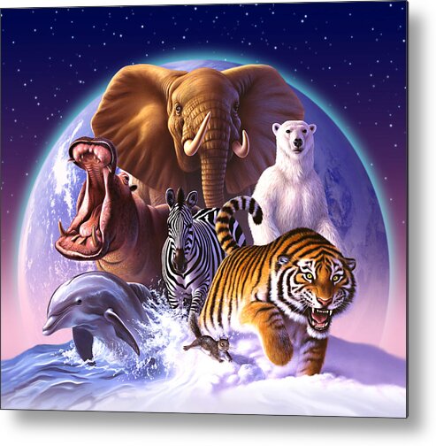Mammals Metal Print featuring the painting Wild World by Jerry LoFaro