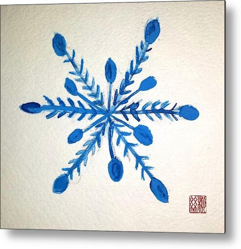 Snowflake Metal Print featuring the painting Winter Solstice by Margaret Welsh Willowsilk