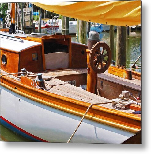 Wooden Boat Metal Print featuring the painting Wooden Boat by Michael Thomas