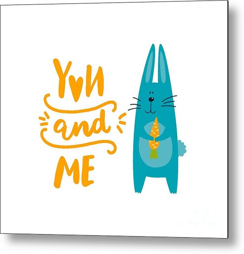 You Metal Print featuring the digital art You and Me Bunny Rabbit by Edward Fielding