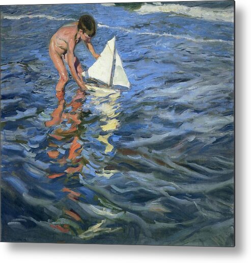 Joaquin Sorolla Metal Print featuring the painting Young Yachtsman by Joaquin Sorolla