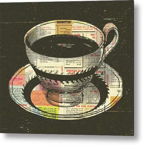 Beverage Metal Print featuring the drawing Coffee Cup and Saucer #3 by CSA Images