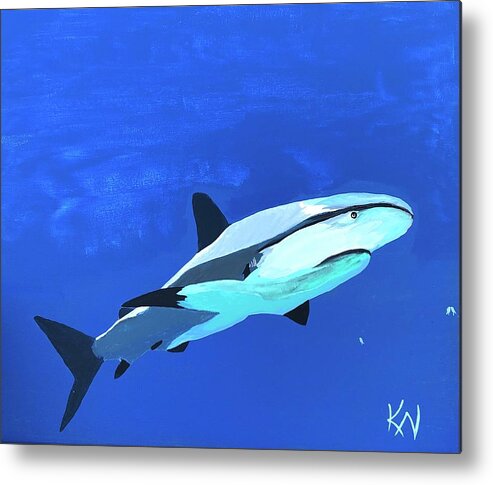 Sharks Metal Print featuring the painting Incoming by Karen Nicholson