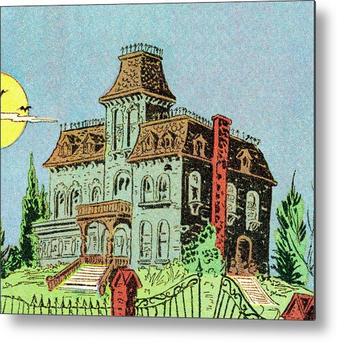 Afraid Metal Print featuring the drawing Haunted house #6 by CSA Images