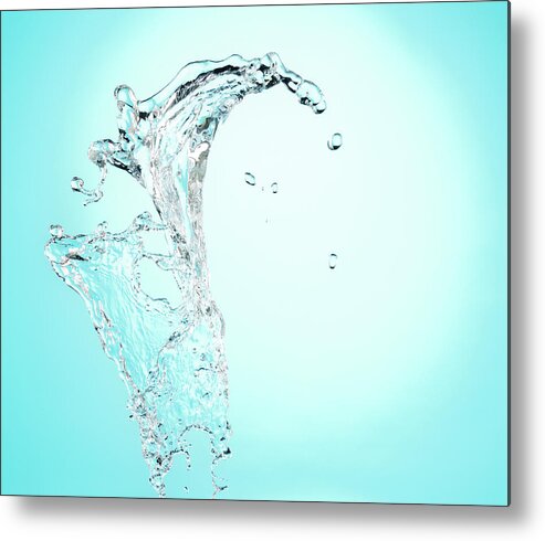 Purity Metal Print featuring the photograph Big Crest Splash Of Clean Water On Blue by Chris Stein