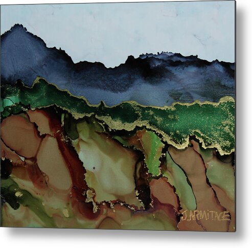 Blue Metal Print featuring the painting Blue Mountains I by Jenny Armitage