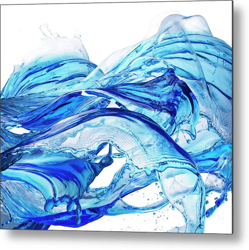 White Background Metal Print featuring the photograph Blue Splash Water by Biwa Studio