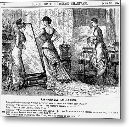 Engraving Metal Print featuring the drawing Fashionable Emulation, 1877. Artist by Print Collector