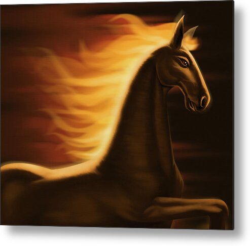 Horse Metal Print featuring the digital art Flaming Horse by Id-work