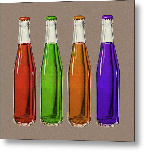 Beverage Metal Print featuring the drawing Four Beverage Bottles by CSA Images