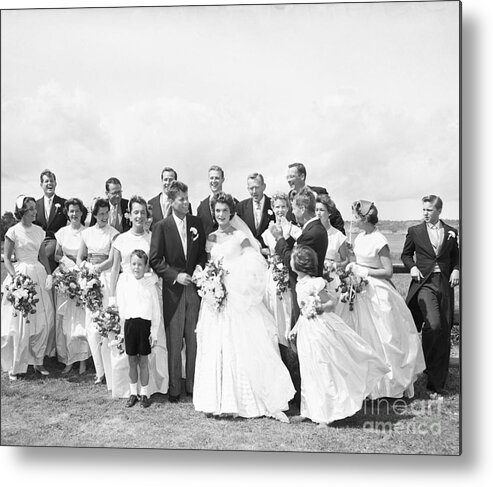 Young Men Metal Print featuring the photograph John And Jackie Kennedy On Wedding Day by Bettmann