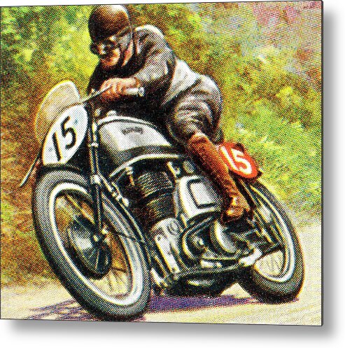 Bike Metal Poster featuring the drawing Motorcycle rider by CSA Images