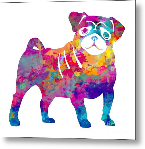 Pug Art Metal Print featuring the digital art Pug by David Millenheft