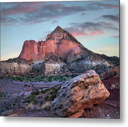 00559668 Metal Print featuring the photograph Pyramid Mountain Sunrise, Red Rock State Park, New Mexico by Tim Fitzharris