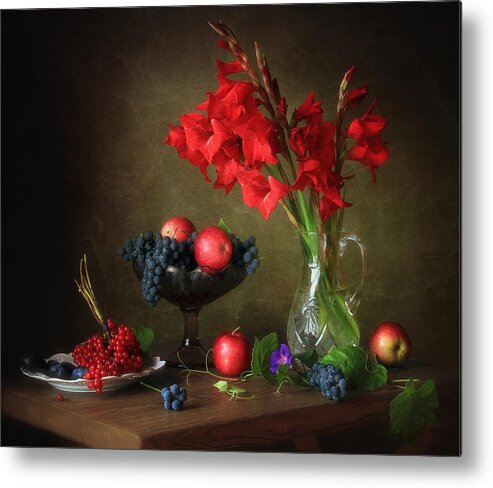 Still Life Metal Print featuring the photograph Still Life With Gladioli by ??????? ????????