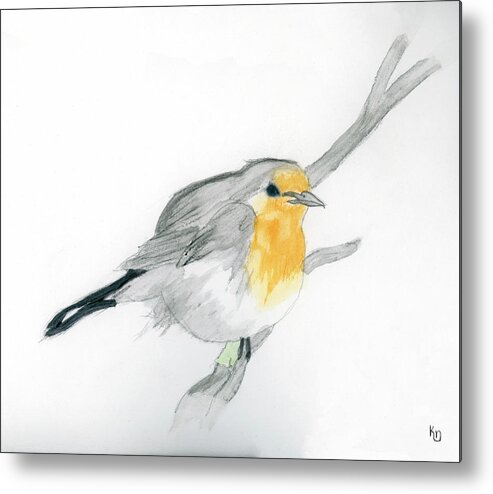 Watercolor Metal Print featuring the painting Sweet Robin by Keaton Nelson