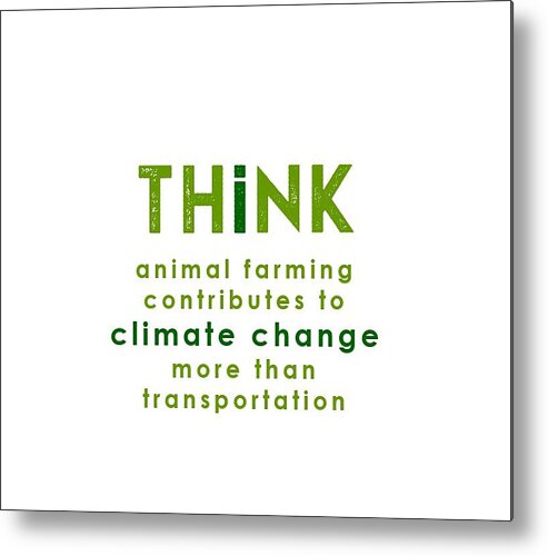  Metal Print featuring the drawing THINK climate change - two greens by Charlie Szoradi