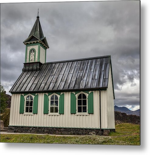 Iceland Metal Print featuring the photograph Tiny Church of Iceland by David Letts