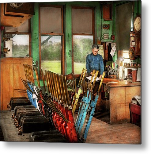 Train Metal Print featuring the photograph Train - Controls - In the signal tower 1940 by Mike Savad