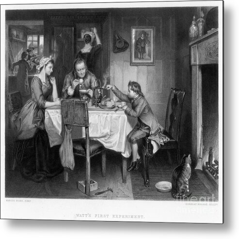 Event Metal Print featuring the drawing Watts First Experiment, 18th Century by Print Collector