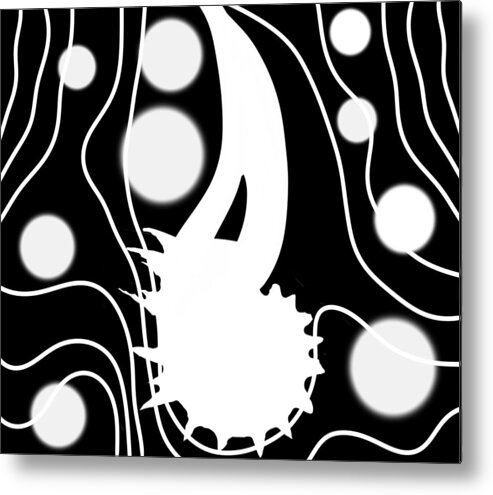 Modern Abstract Metal Print featuring the digital art White on Black Lost Tail by Joan Stratton
