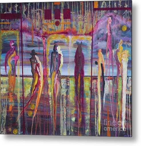 Popular Photo Metal Print featuring the painting Humans by Ofra Wolf