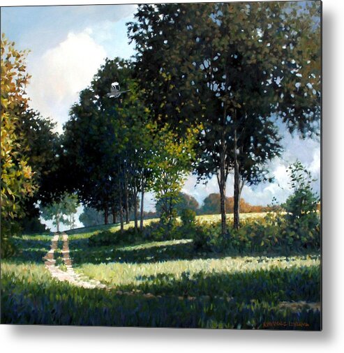 Landscape Metal Print featuring the painting Mockingbird Hill #2 by Kevin Leveque