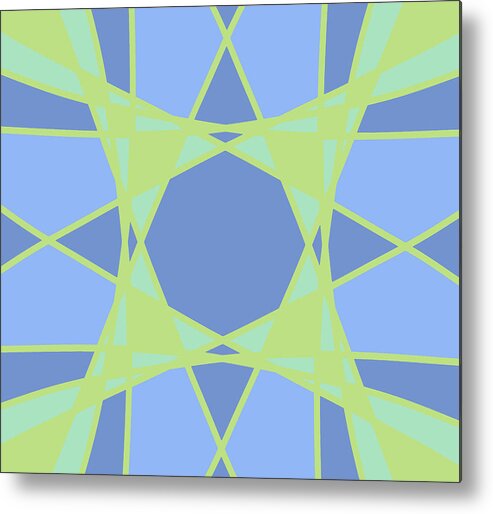 Home Decor Metal Print featuring the digital art Abstract Flower - Modern Design Pattern in Blue and Green by Patricia Awapara