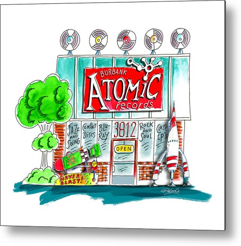 Atomic Metal Print featuring the mixed media Atomic Records by Ron Regalado