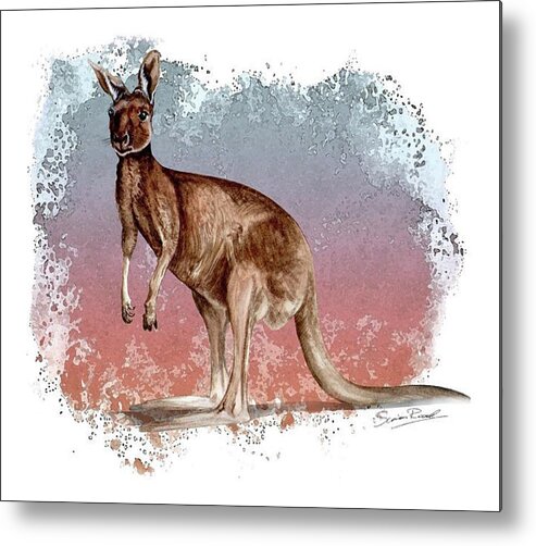 Art Metal Print featuring the painting Australian Red Kangaroo by Simon Read