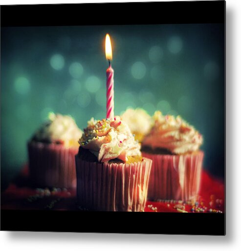 Temptation Metal Print featuring the photograph Birthday cakes and candles by Jo Goodman