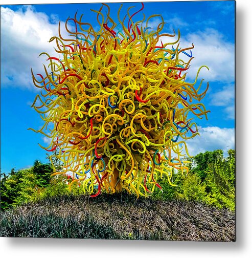 Hand Metal Print featuring the mixed media Chihuly Hand Blown Glass Tree by Pheasant Run Gallery