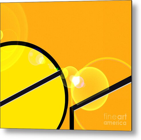 Digital Metal Print featuring the digital art Circles, Lines Abstract by Kae Cheatham