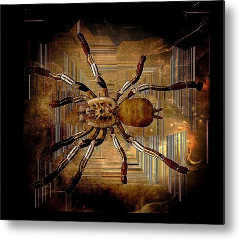 Spider Metal Print featuring the digital art Custom Black and Brown Creepy Spider by Michelle Liebenberg