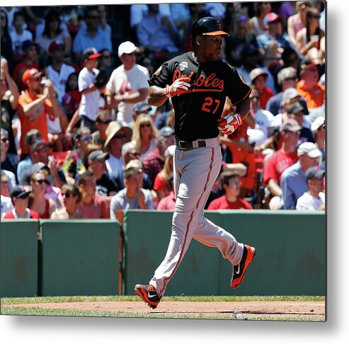 American League Baseball Metal Print featuring the photograph Delmon Young and Xander Bogaerts by Jim Rogash