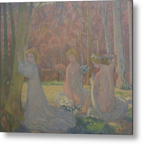  The Art Of Japan Metal Print featuring the painting Figures in a Spring Landscape by Maurice Denis