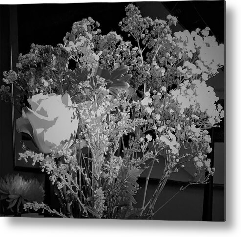 Floral Metal Print featuring the photograph Floral Black and White by John Anderson