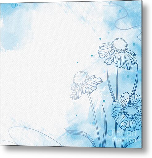 Floral Flower Sky Blue Pastel Bright Vibrant Design Background Metal Print  by Noirty Designs - Fine Art America