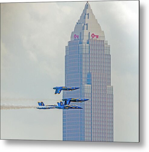 Us Navy Blue Angels Flying By Metal Print featuring the photograph Flying By by Carolyn Hall
