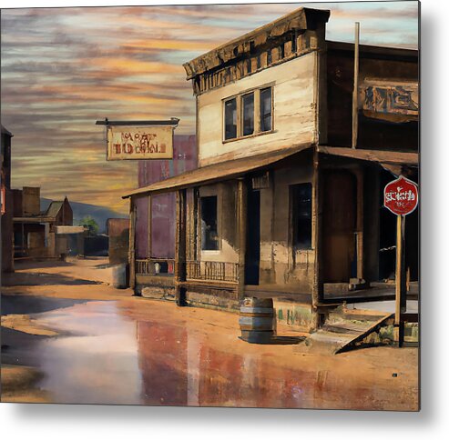 Western Metal Print featuring the digital art Ghost Town by Alison Frank