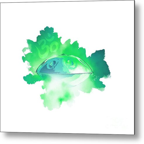 Handpan Metal Print featuring the digital art Handpan Om in green by Alexa Szlavics