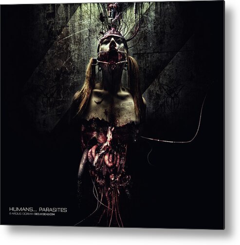 Alien Metal Print featuring the digital art Humans Parasites by Argus Dorian