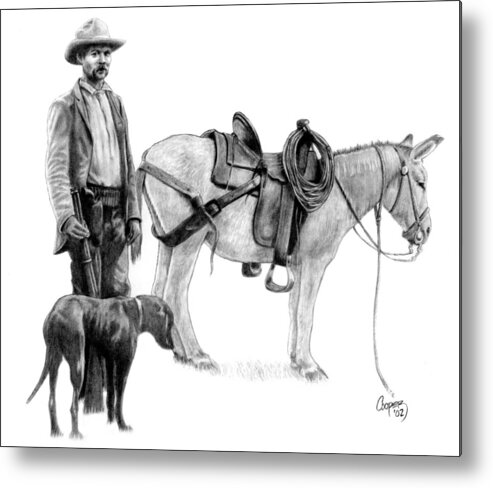 Hunter Metal Print featuring the drawing Hunter by Todd Cooper