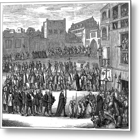 People Metal Print featuring the drawing Inquisition : Procession (Auto-da_fé) - 15th-16th century by Nastasic