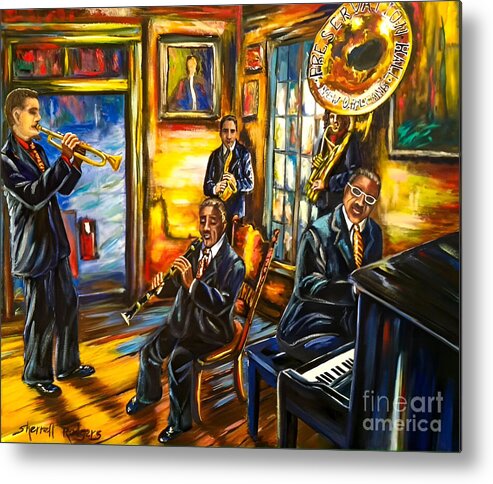 Painting Metal Print featuring the painting Jazz Band at Preservation Hall by Sherrell Rodgers
