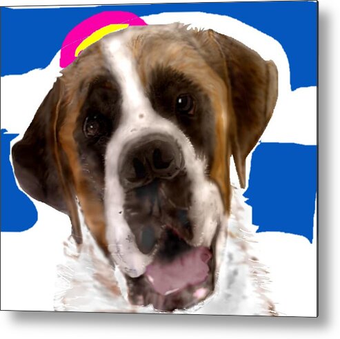 Saint Bernard Colorado Sketch Metal Print featuring the mixed media Lugnut a Colorado Saint by Pamela Calhoun