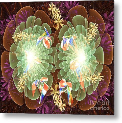 Floral Metal Print featuring the photograph Mirror Fractal Flowers Saturated by Jack Torcello